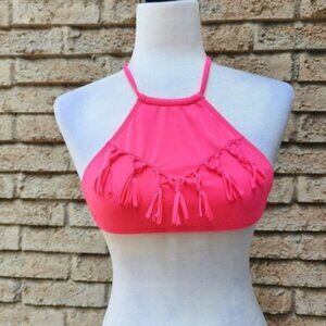 Billabong boho fringe neon pink bikini top